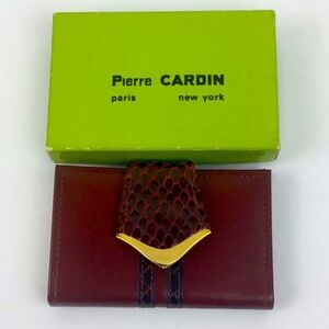 PIERRE CARDIN Vintage mini red top grade cowhide card and key holder